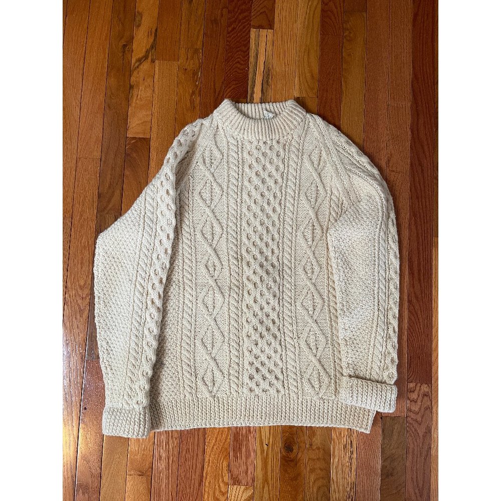 True Irish hand knit creme cable sweater - Size L - XL